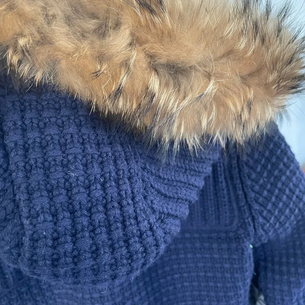 Bark Montgomery Knitted Sweater Jacket with Hood X-Small Navy - Picture 3 of 13